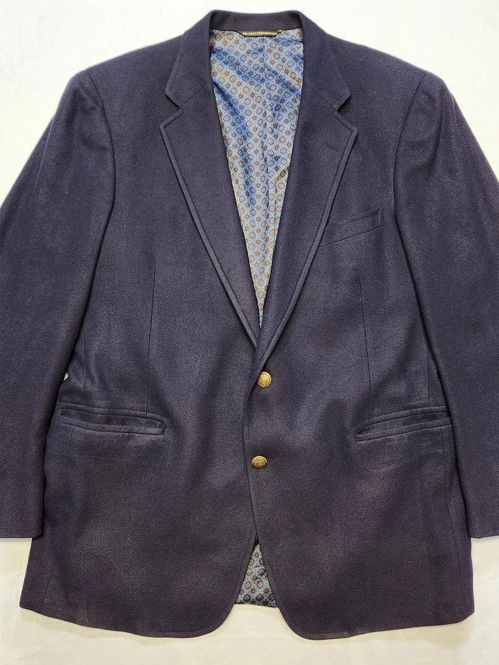 Majer Men's 100% Cashmere Blazer Sports Coat Sz Large Navy Metal Buttons VTG